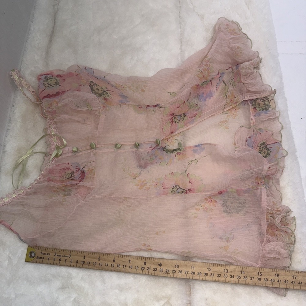 Vtg Y2K Victoria's Secret 100% Silk Set Floral Milkmaid Babydoll Chemise Slip S - Picture 13 of 16